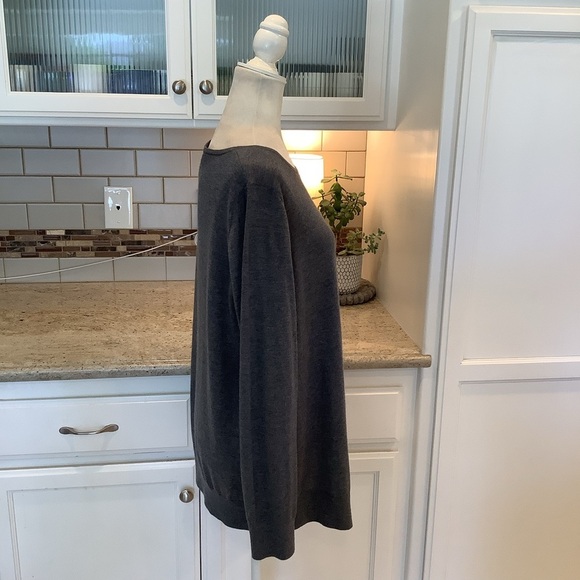 St. John Charcoal Wool & Silk Sweater Top Size LG Tunic Asymmetrical - Picture 4 of 12